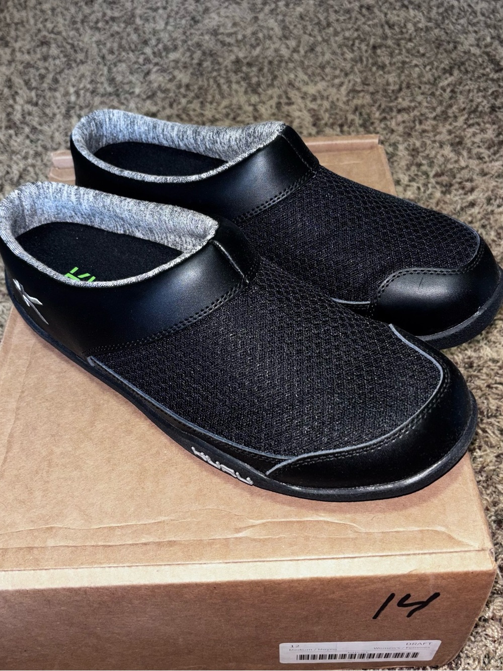 Kuru Draft Women’s Size 12 Jet Black Casual Comfort Slip-On Mule Slippers New